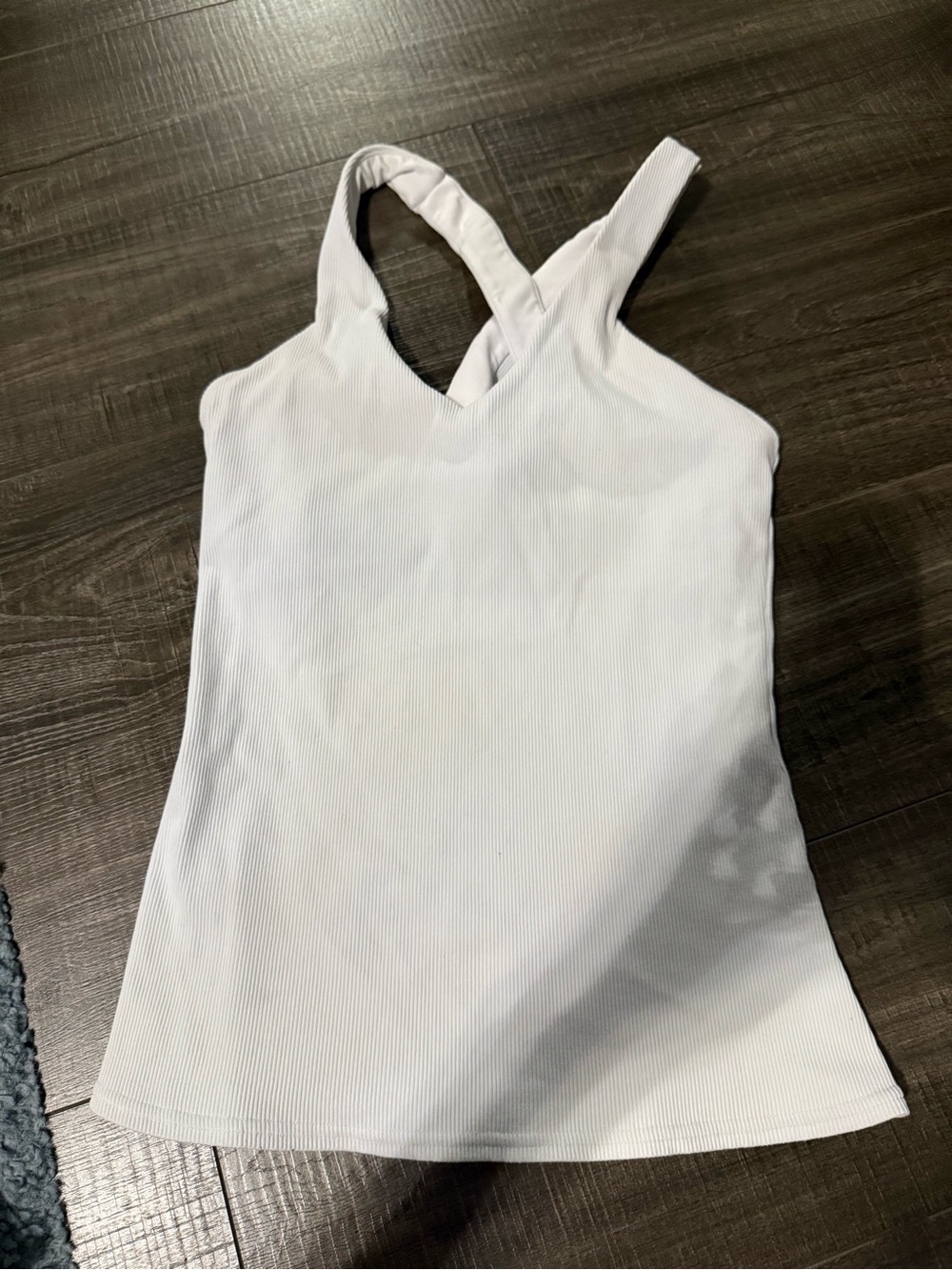 ALO White Ribbed Cross-Back Tank Top - Women